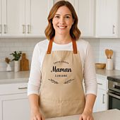 Tablier de cuisine personnalisé avec laurier et texte