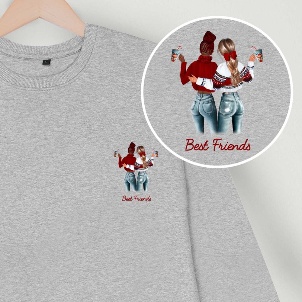 Pull personnalisé 2 amies - Illustration