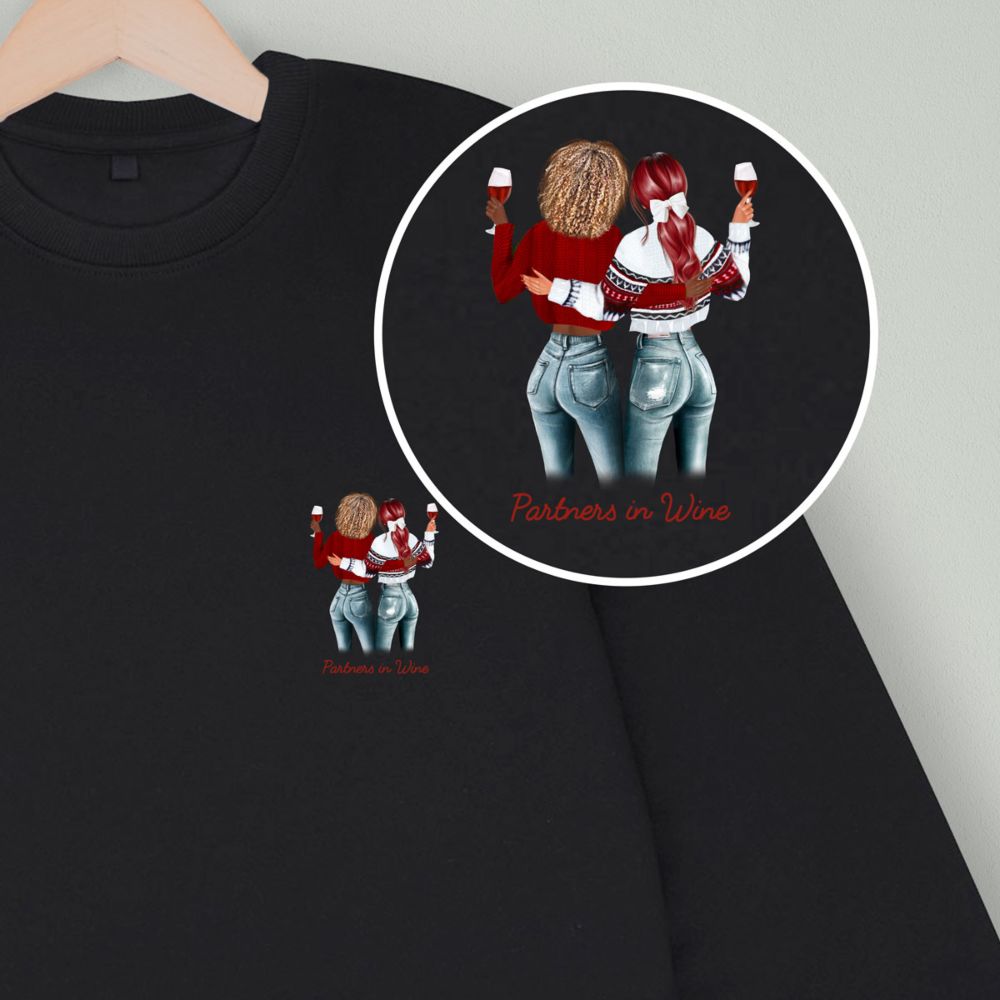 Pull personnalisé 2 amies - Illustration