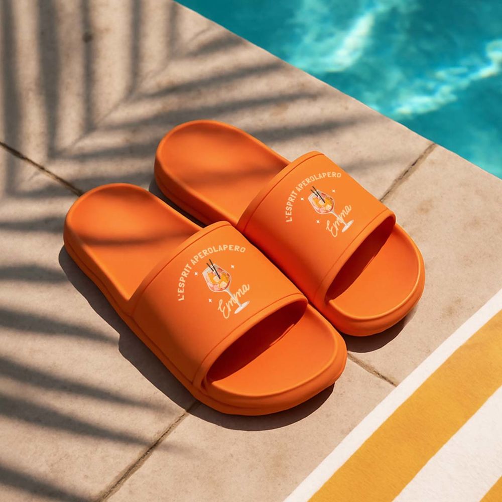 Claquettes Aperol personnalisées avec texte