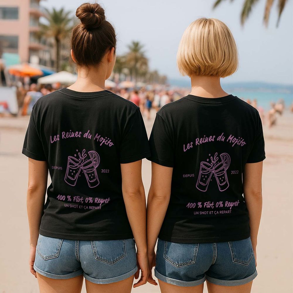 T-shirt personnalisé avec boissons et texte