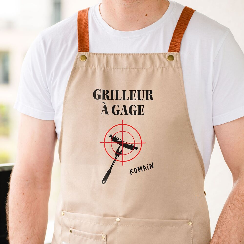 Tablier de cuisine personnalisé BBQ avec texte