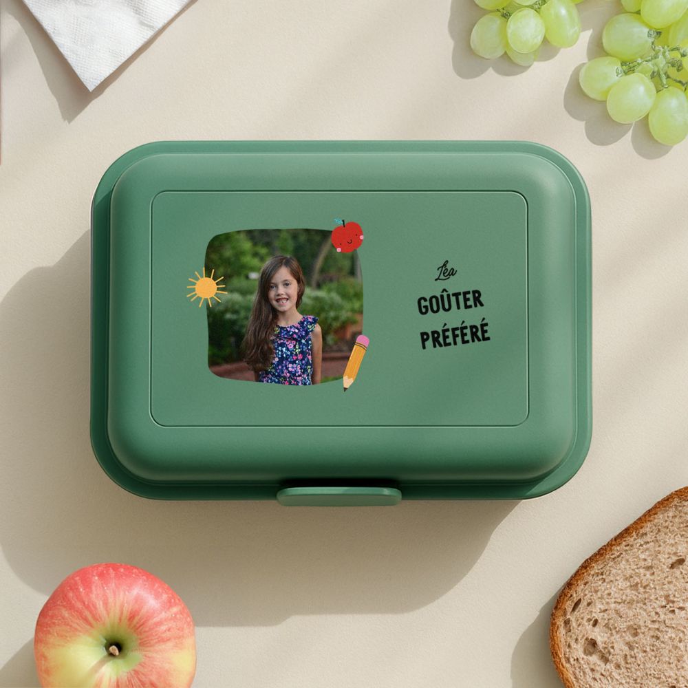 Boîte-repas personnalisée avec photo et texte