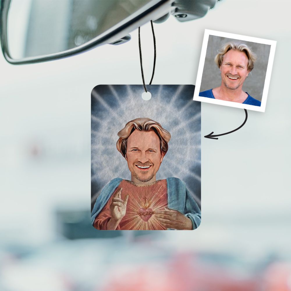 Désodorisant voiture personnalisé avec auréole et visage - Lot de 2