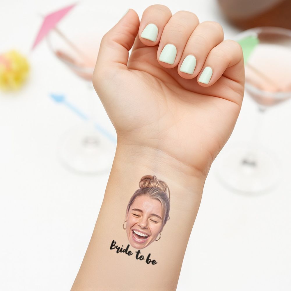 Lot de 6 tatouages personnalisés avec visage et texte