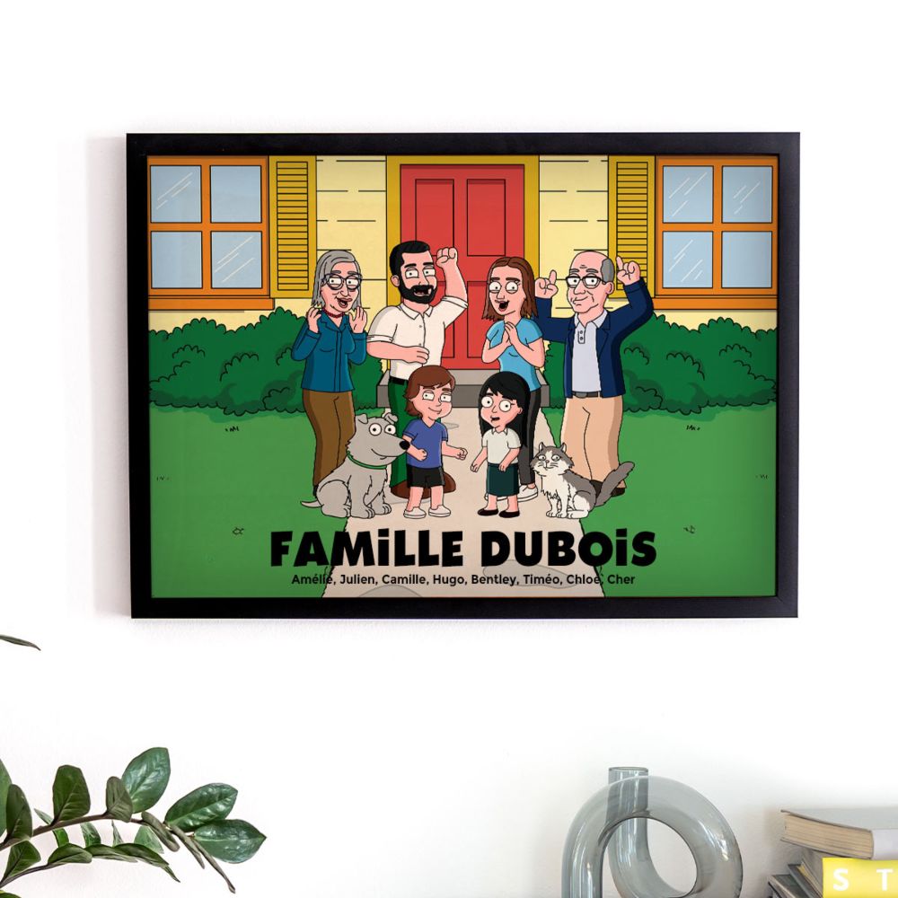 Poster personnalisé famille dessin animé - Illustration