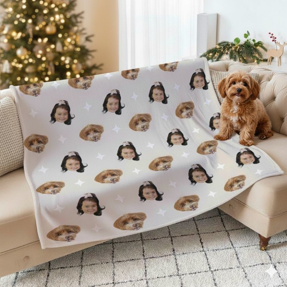 Couverture personnalisée avec animal de compagnie et visage