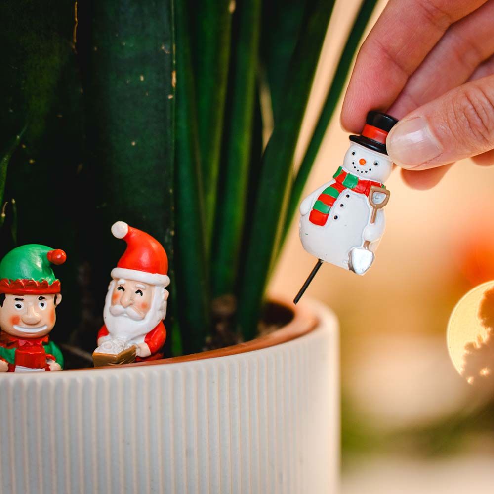 Lot de 4 figurines de Noël pour plantes