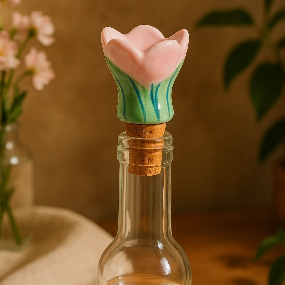 Bouchon avec fleur en céramique