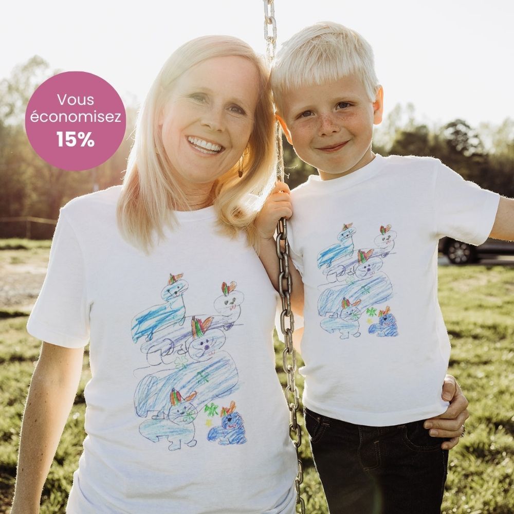 Coffret cadeau t-shirts avec dessin d’enfant