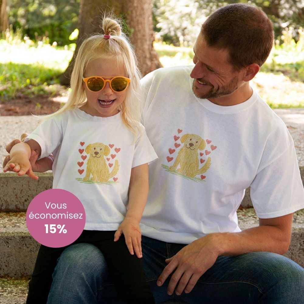 Coffret cadeau t-shirts avec dessin d’enfant