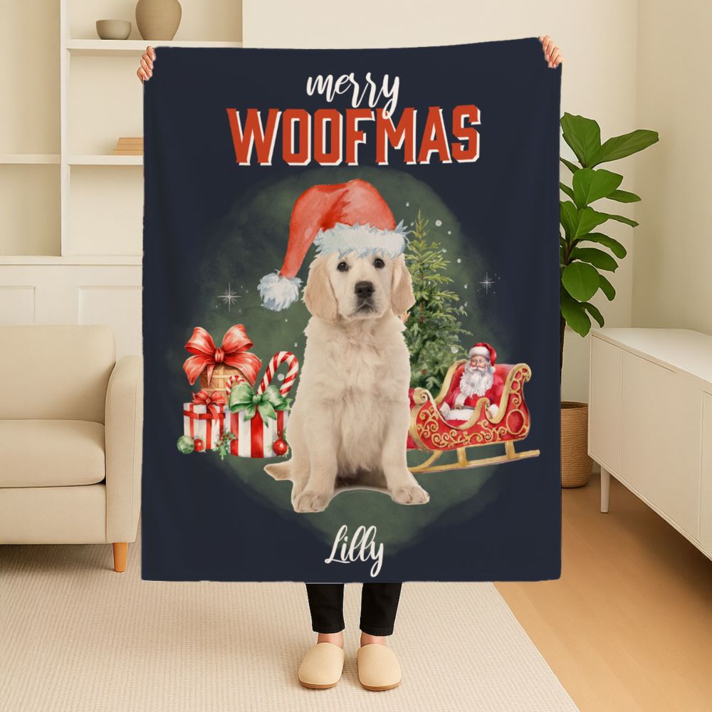 Personalisierbare Bootleg Weihnachtsdecke mit Haustier