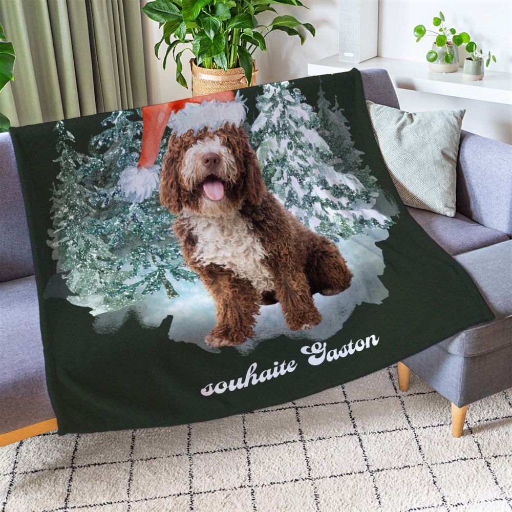 Couverture de Noël Bootleg personnalisée avec animal de compagnie