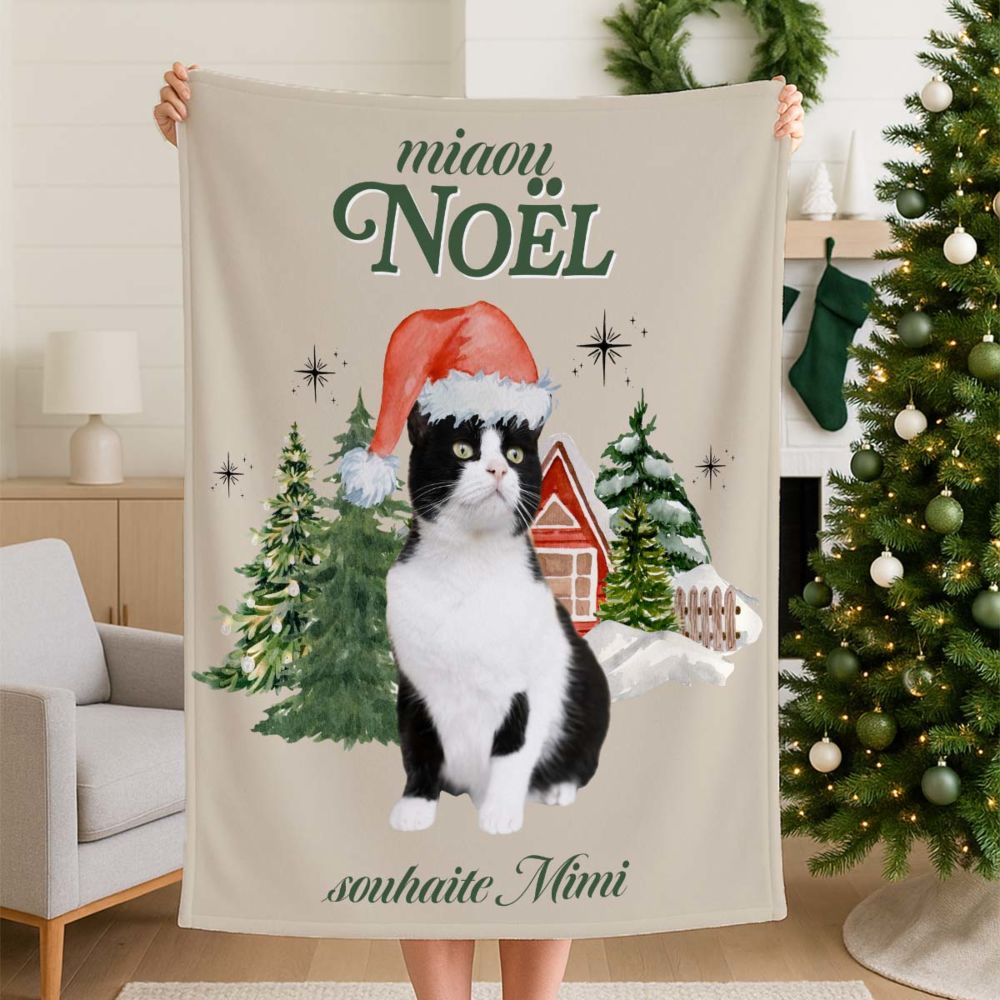 Couverture de Noël Bootleg personnalisée avec animal de compagnie