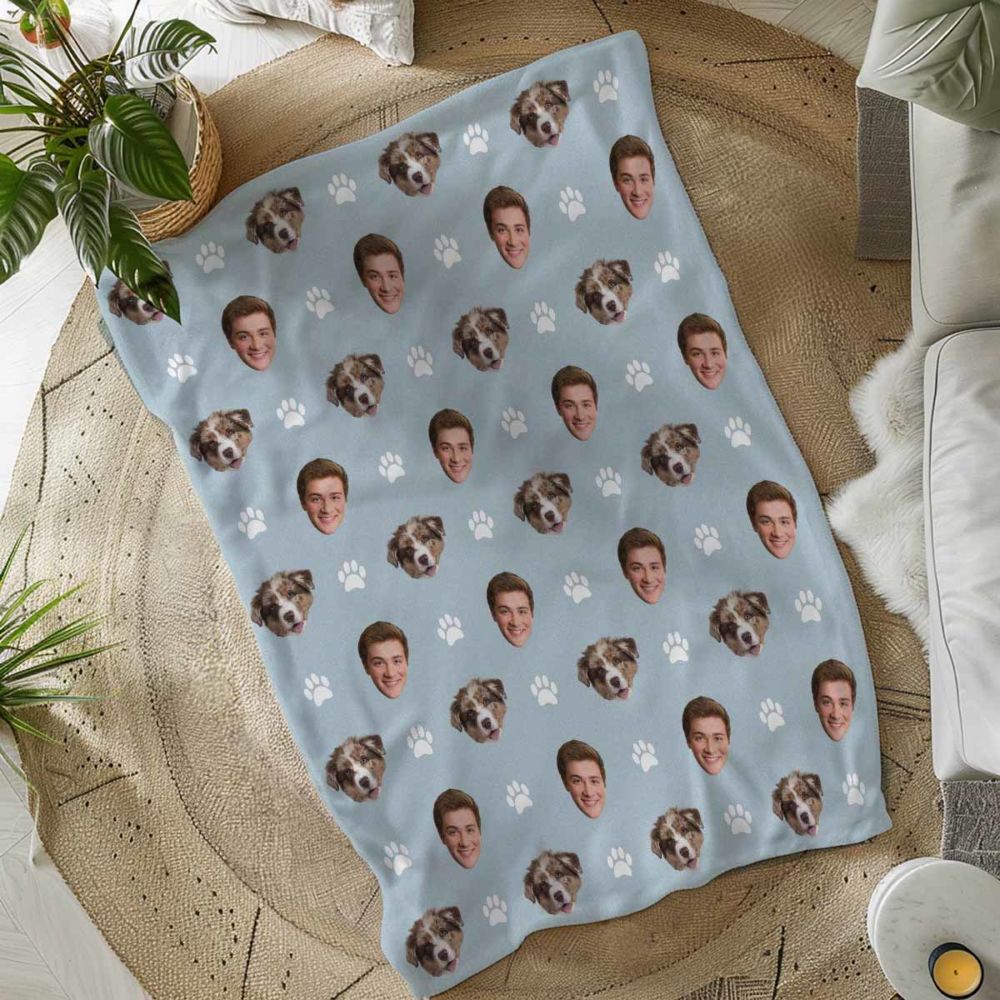 Couverture personnalisée avec animal de compagnie et visage