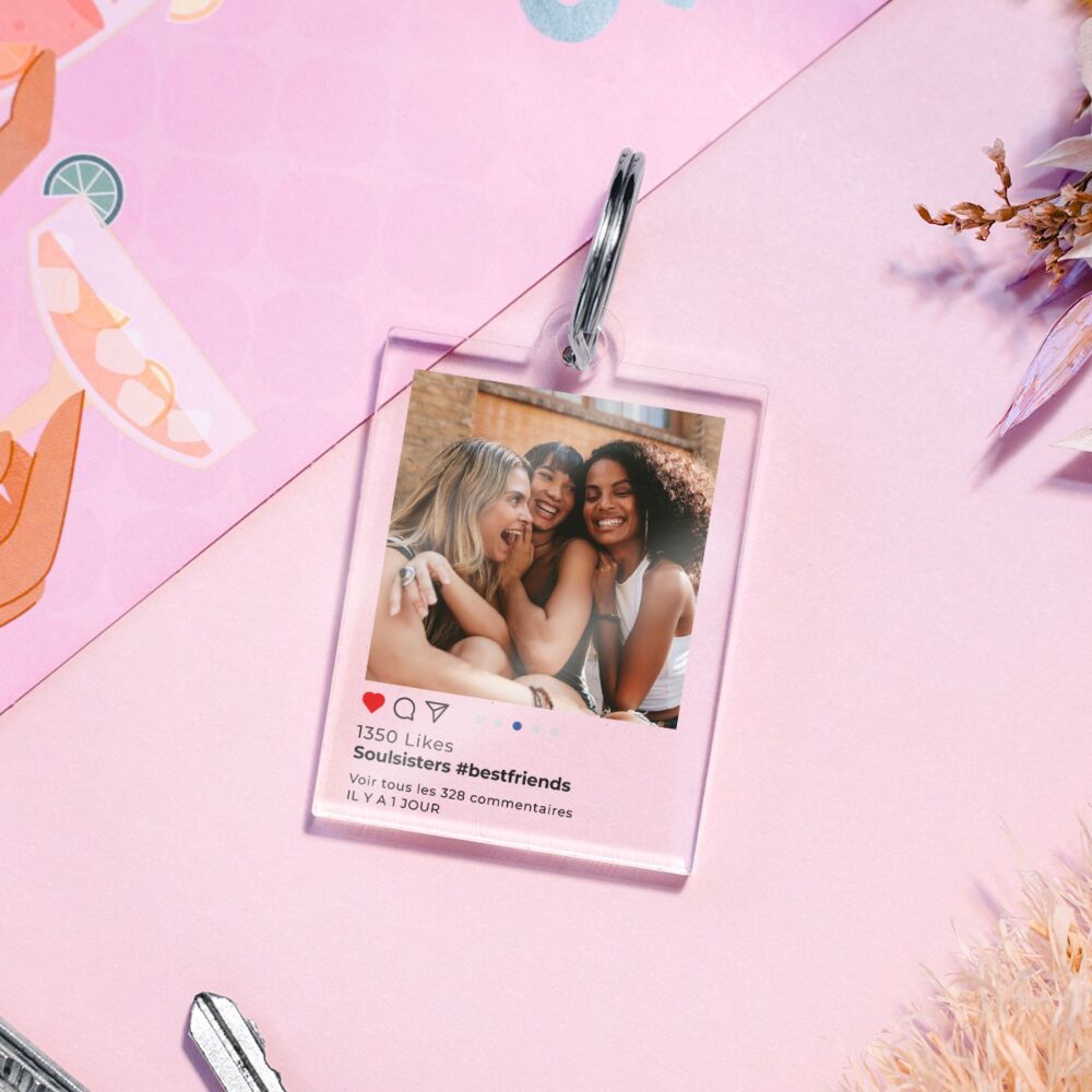 Porte-clés personnalisé en acrylique Design Instagram