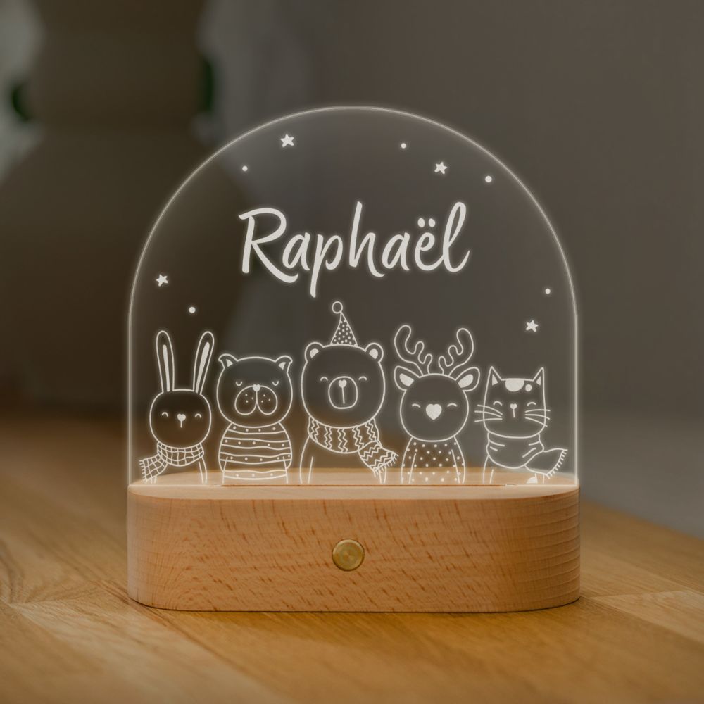 Lampe LED personnalisée avec nom et animal
