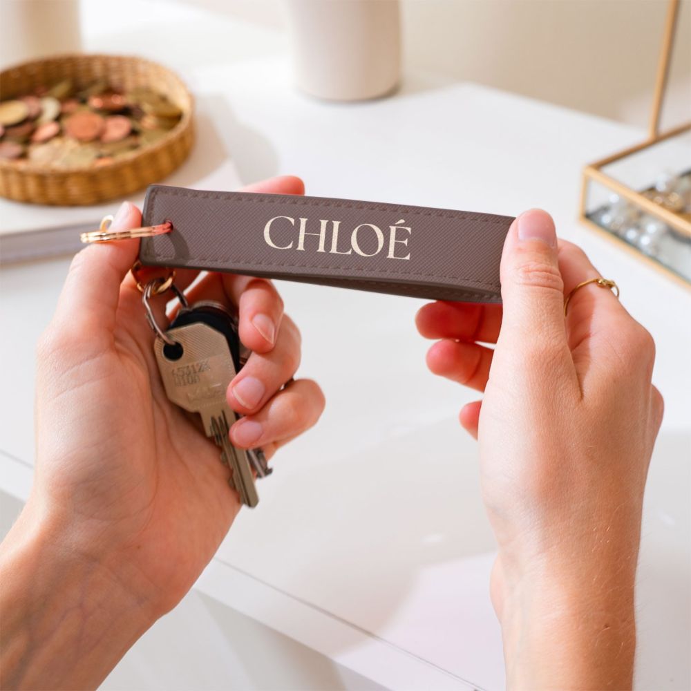 Porte-clés personnalisé aspect cuir avec texte