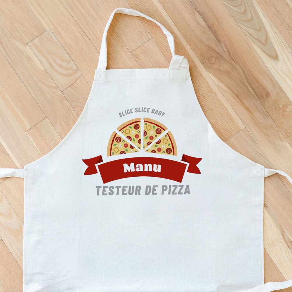 Tablier de cuisine personnalisé avec Pizza et nom