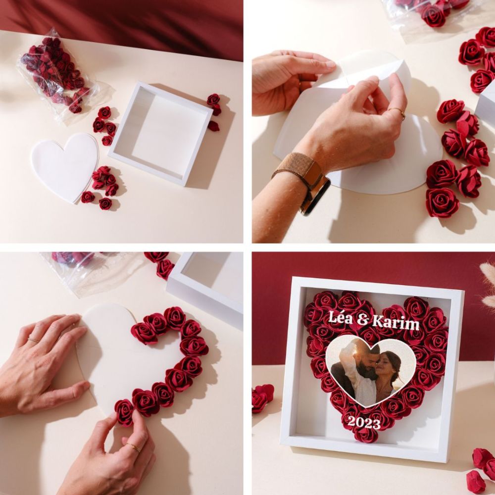 Boîte de roses personnalisée avec photo et texte