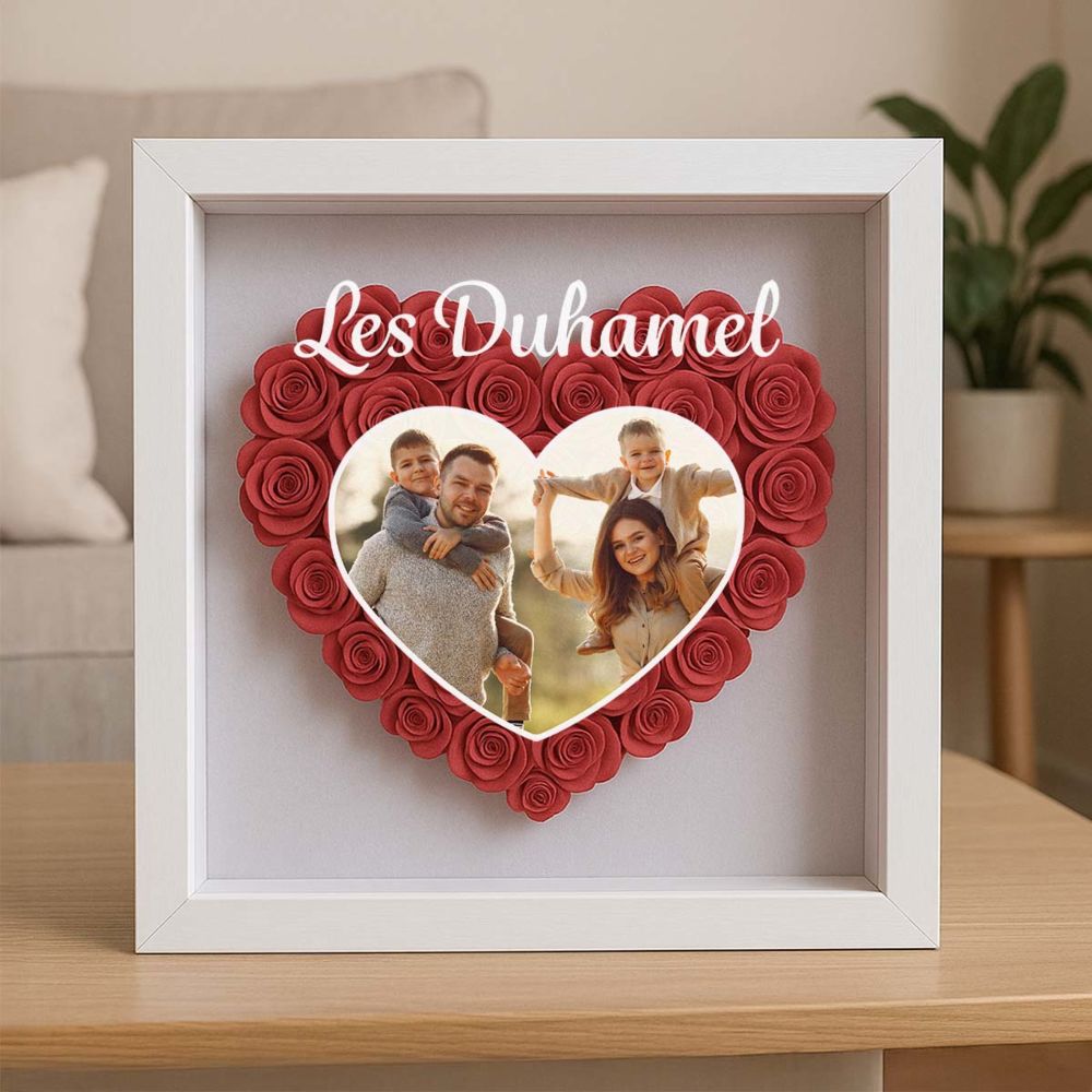 Boîte de roses personnalisée avec photo et texte