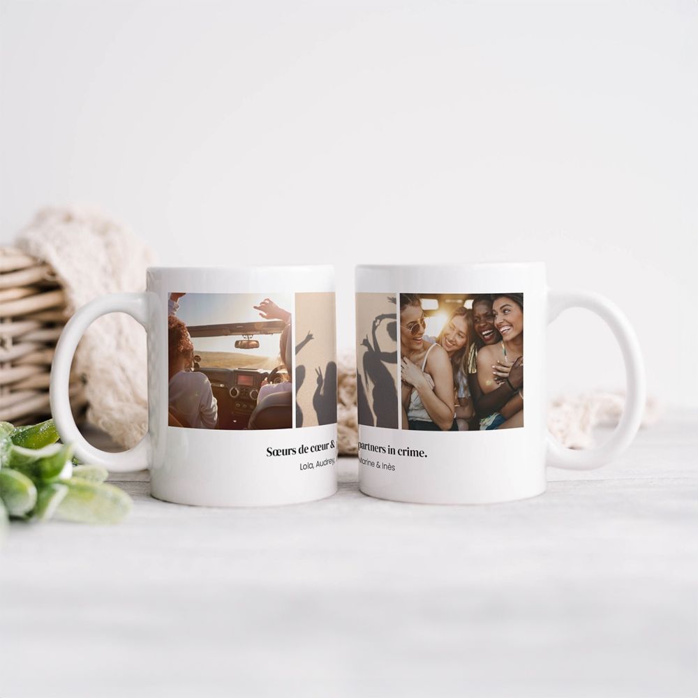Mug personnalisé avec 3 photos et texte