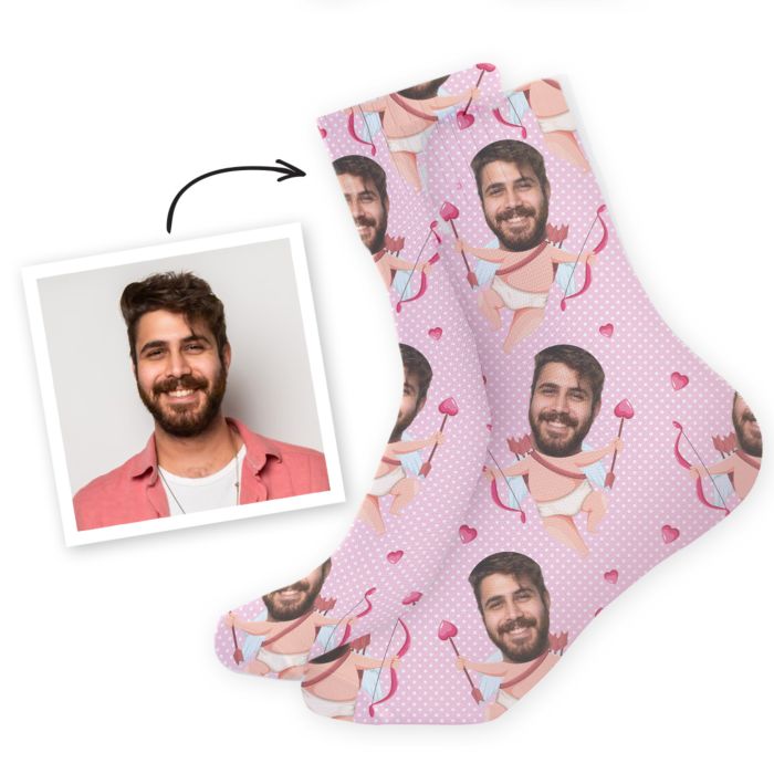 Chaussettes personnalisées visage motifs amour