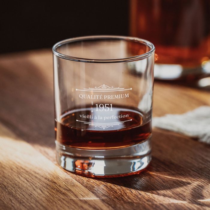 Verre à whisky personnalisé avec année de naissance