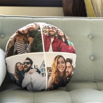 Coussin personnalisé rond avec photos