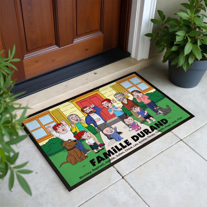 Paillasson personnalisé famille dessin animé – Illustration