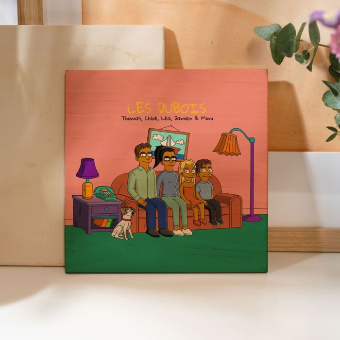 Tableau personnalisé en bois Famille Cartoon - Illustration