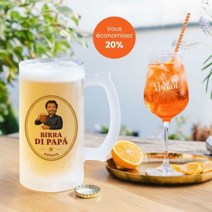 Coffret cadeau verre Aperol et chope de bière