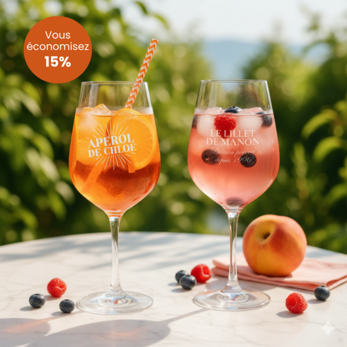 Coffret cadeau verres Aperol et Lillet