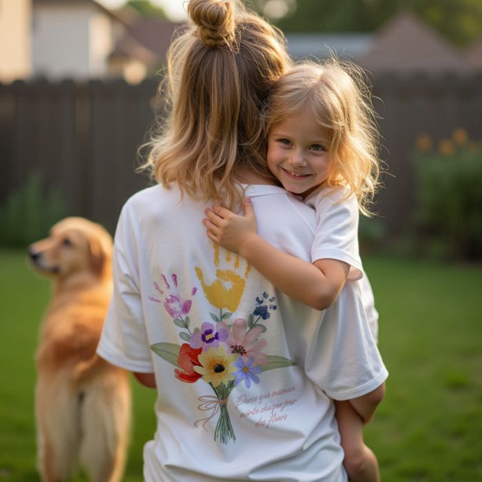 T-shirt personnalisé Bouquet avec empreinte de main