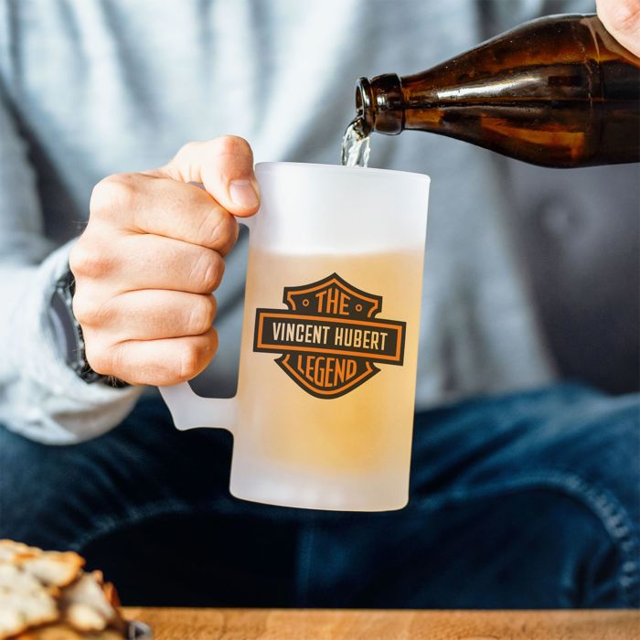 Chope de bière personnalisée logo moto