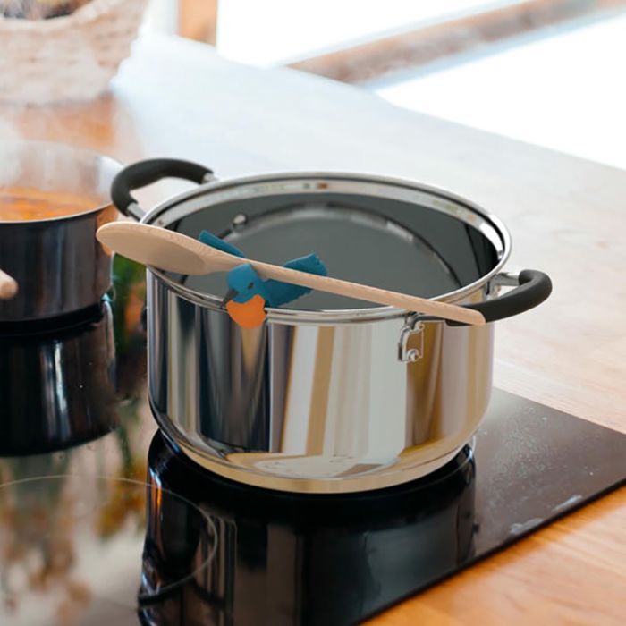 Support de couvercle et de cuillère en forme d’oiseau