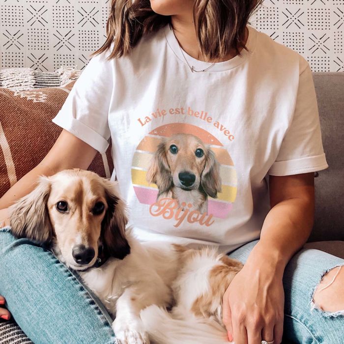 T-shirt personnalisé rétro avec animal de compagnie