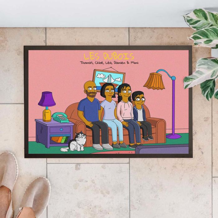 Paillasson personnalisé famille Cartoon - Illustration