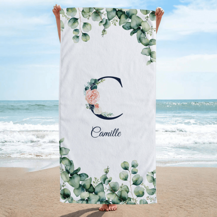 Serviette personnalisée avec monogramme et texte