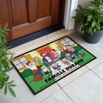 Paillasson personnalisé famille dessin animé – Illustration